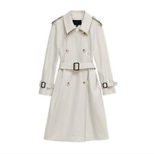 New Womens Cotton Windbreaker Ladies Mid Length Retro Classic Basic Coat Fashion