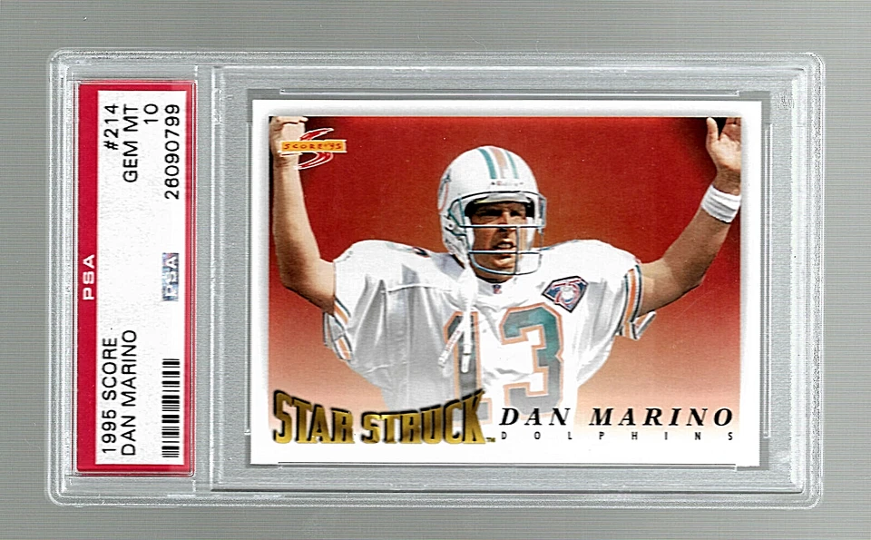 Tarjeta de fútbol americano 1995 con puntuación #214 Hof Dan Marino clasificación PSA 10 NFL MIAMI DOLPHINS Foto 1 de 4