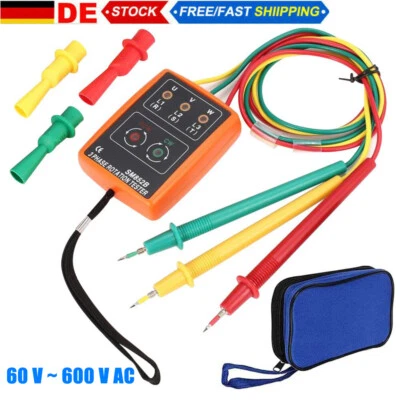3 Phasen 60-600V Drehrichtungsanzeiger Drehstrom Phasenprüfer Tester 20~400Hz - Bild 1 von 4