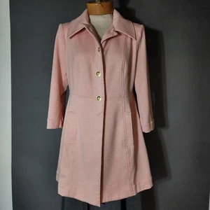 Size Med, Cabi Take 5 Topper Peach Pink Thigh Length Coat 60s Barbie Style - Picture 1 of 17