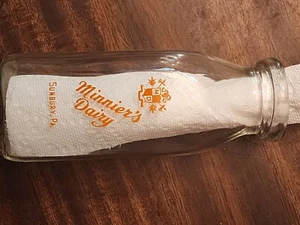 Vintage Minnier's Molkerei Orange Pyro Quadratische Pint Schokolade Milch Flasche Sunbury Pa - Bild 1 von 6