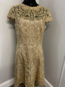 Tadashi Shoji Kleid Kurzarm Gold 14 Damen A10 - Bild 1 von 6
