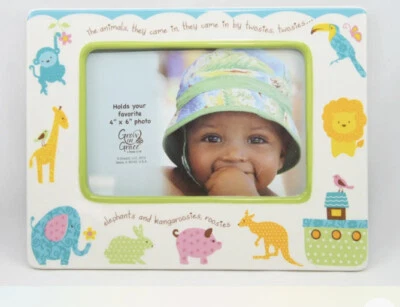 Enesco Noah's Animals Ark Baby Boy Girl Photo Frame Fits 4X6" Photo EUC Religion - Imagem 1 de 4