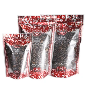 Clear Red/Silver Border Design Stand Up Zip Seal Bags Variety Quantities Sizes - Picture 1 of 5
