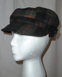 NWT WOMEN'S HATMAN OF IRELAND Green & Brown 100% WOOL TWEED NEWSBOY CAP HAT - Picture 1 of 8
