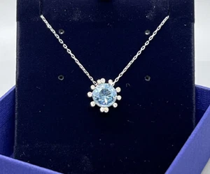 BNIB NEW BEAUTIFUL SWAROVSKI CRYSTAL #5479930 ROUND AQUA STARBURST PENDANT - Picture 1 of 8