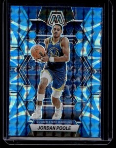 2022-23 Panini Mosaic Jordan Poole Blue Reactive Prizm #7 Warriors