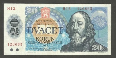 Czechoslovakia 20 Korun 1988; VF; P-95b; BNB-B323a; Educator; Prefix: "H" - Image 1 of 2