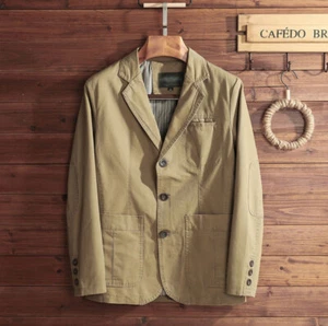 Nuevo Para hombres Informal Blazer Chaqueta Algodón Lavado Tres Botones Trajes Abrigo Regalo M-4XL - Imagen 1 de 14