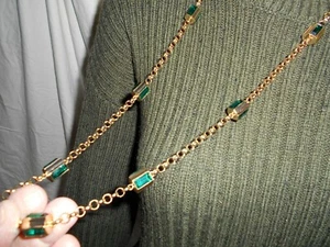 Collar Coldwater Creek Eslab Piedra Eslaberalda Tono Dorado 32 pulgadas - Imagen 1 de 5