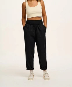 Lucy and Yak Alexa Women's Black Organic Cotton High Rise Trousers ~ Size Large - Imagen 1 de 9