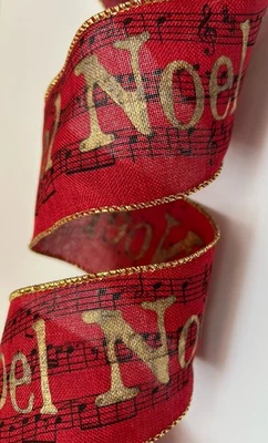 5.75Yd Noel Script Ribbon, Wired Edge, Christmas, Red, 2.5" Wide - Image 1 of 3