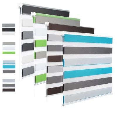 WOLTU Doppelrollo Klemmfix ohne Bohren Zebrarollo blickdicht Fensterrollo Rollos - Bild 1 von 4