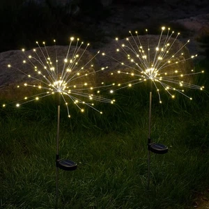 2pc Outdoor Garden Solar Firework Lights Waterproof Path Lawn Xmas Decor 120 LED - Picture 1 of 9