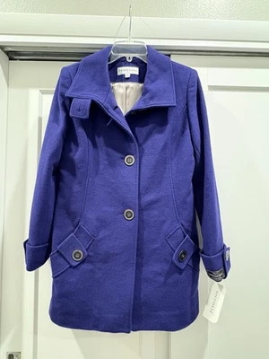 Pendleton NWT Size 6 Women’s Royal Blue Australian Lambs Wool Button Up Pea Coat - Image 1 of 4