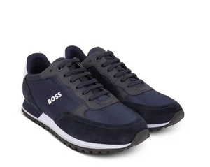 Hugo Boss Mens Trainers Parkour L Runn Lace Up Logo Trainers in Dark Blue - Picture 1 of 12