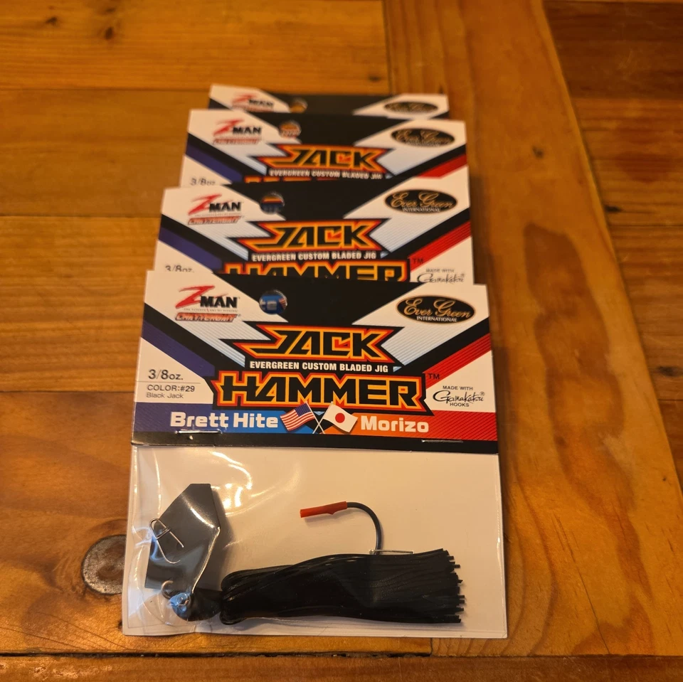 evergreen zman z-man jack hammer 3/8oz custom bladed jig black jack - Image 1 of 2