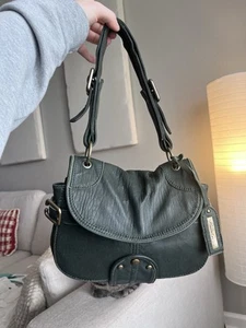 Western boho chunky GREEN Kenneth Cole Genuine Leather Buckle Shoulder Bag  - Picture 1 of 10