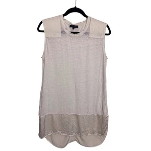 Canotta Rag & Bone Medim bianca seta lino casual senza maniche designer spiaggia - Foto 1 di 9