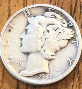 1943-W Mercury Dime Key Date • 90% Silver, Rare Low Mintage Coin!, VG, Q009 - Picture 1 of 2