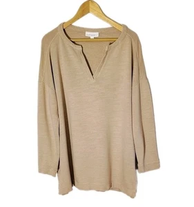Pure Jill Women's XL Beige Tunic Sweatshirt Organically Grown Cotton Minimalist - Picture 1 of 6