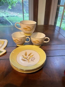 VINTAGE CENTURY SERVICE CUP & SAUCER Autumn Gold Made In The USA set of 3 - Picture 1 of 6