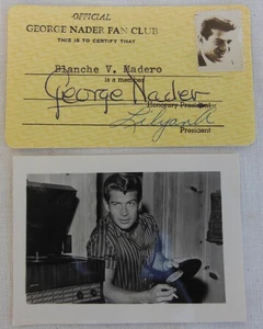 Circa 1950's Offical George Nader Fan Club Card Signed W/Photo Gay Interest - Picture 1 of 4