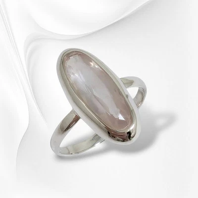 Genuine 925 Sterling Silver Woman's Ring With Authentic Rose Quartz  - Image 1 of 4