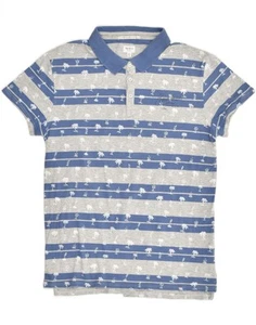 PEPE JEANS Boys Graphic Polo Shirt 15-16 Years Grey Striped Hawaiian AL05 - Picture 1 of 3