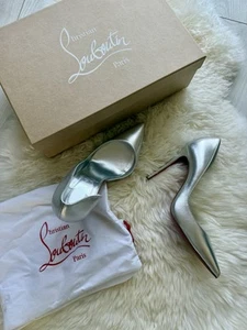 Zapatos de salón Christian Louboutin IRIZA de cuero plateado metálico 37 EUR/UK4 - Imagen 1 de 16