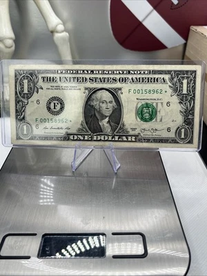 STAR NOTE 2013 $1 ONE DOLLAR FANCY SERIAL NUMBER Star Note F 00158962 * See Pics - Image 1 of 4