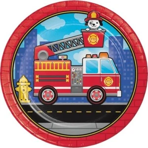 Flaming Fire Truck Dinner Plates (8) - Birthday Party Supplies - Picture 1 of 1