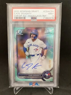 2022 Topps Bowman Draft Cade Doughty 1st Aqua Lava Auto /199 PSA 9 Blue Jays - Image 1 of 2