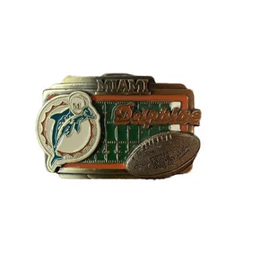 Miami Dolphins Classic Logo Belt Buckle NFL Licensed Football Made in USA Vtg #1 - Picture 1 of 5