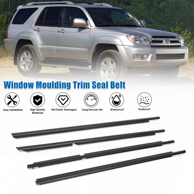 4PCS For Toyota 4Runner 2003-2009 Outer Door Window Weatherstrip Seal Belt Kit Foto 1 de 4