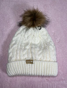 New Pudus Cable Knit Adult Size Cozy Winter Sherpa Lining Hat Cream Cable Knit - Picture 1 of 4