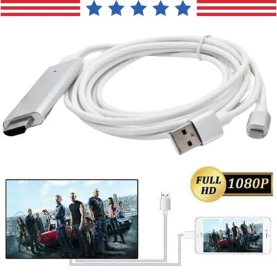 1080P HDMI Mirroring Cable Phone to TV HDTV Adapter Cord for iPhone iPad Android - Image 1 of 4