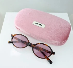 Miu Miu SMU04ZS 50mm Regard Oval Sunglasses in Tortoise with Pink Lenses - Picture 1 of 6