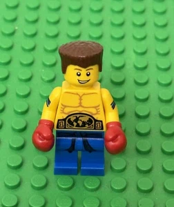 Lego BAM City World Champion Boxer Mini Figure With Red Boxing Gloves,smile Face - Picture 1 of 2
