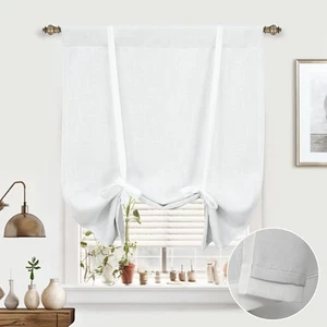 Double Layer Linen Blackout Tie up Curtains Thermal Insulated Fully Lined Balloo - Picture 1 of 13