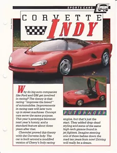 Scheda tecnica Corvette Indy Concept Car 1986 scheda informativa - Foto 1 di 2