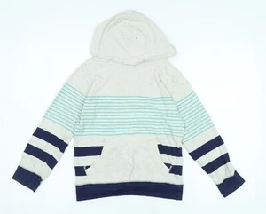 Gap Boys Beige Striped Cotton Hoodie Pullover Size 8-9 Years - Picture 1 of 12