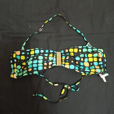 O’NEILL Black Green Bikini Swim Top Size Small S With Pocka Dots - Image 1 of 4