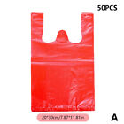 40/50pcs Red Plastic Bag Supermarket Grocery  Shopping Bag Thicken with Handl Rd
