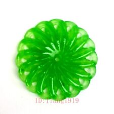 Chinese Jadeite Jade Carving Void Frlower Necklace Pendant Gift Collection 45 MM