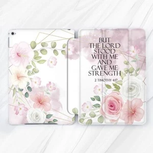 Flowers Bible Quote Christian Case For iPad 10.2 Air 3 4 5 Pro 9.7 11 12.9 Mini - Picture 1 of 6