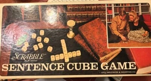 Vintage 1971 Scrabble Sentence Cube Game -Timer, Wooden Letter Cubes, Score Card - Picture 1 of 3