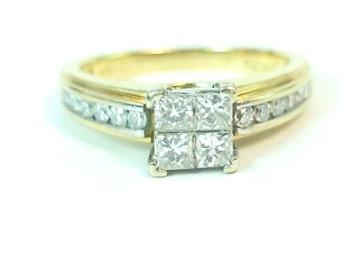 0.76ctw Princess Bright Diamond Engagement 14k White Yellow Gold Ring Size 6 3/4 - Image 1 of 4