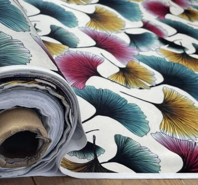 Gingko Bilboa Velvet Fabric Botanical Printed for Home Upholstery sofa Chair - Image 1 of 4