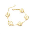 Luxury Design Five Leaf Flower Bracelet Wholesale Vacuum Gold Plated Jewelry